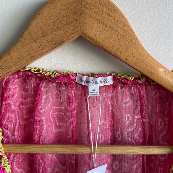 NWT Poupette St Barth Silk Pink Sea Water Poncho Nava Size OS - Picture 3 of 9